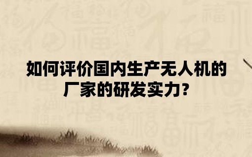 如何评价国内生产无人机的厂家的研发实力？